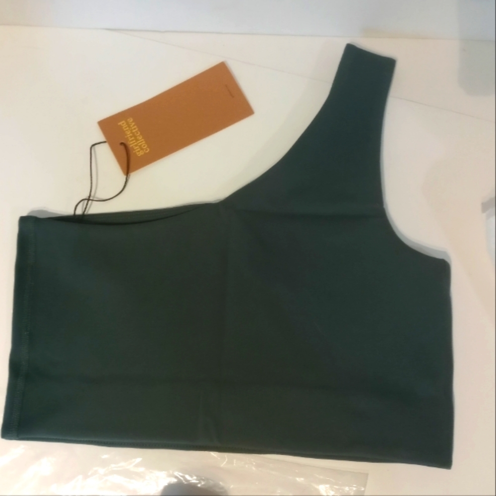 girlfriend collective One-Shoulder Tank Top in Dark Green - Picture 11 of 11